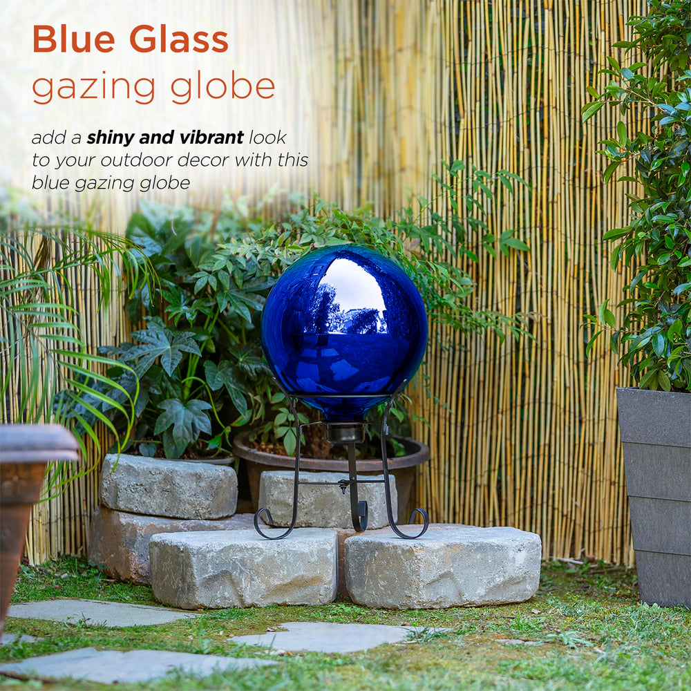 Alpine Corporation close-up of globe surface reflecting sunlight to brighten garden