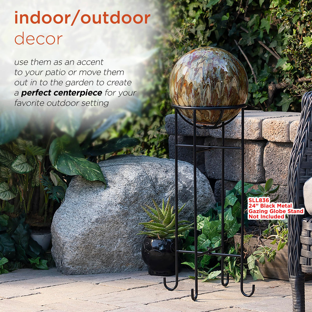 Alpine Corporation ceramic globe staged by front entry to welcome guests elegantly