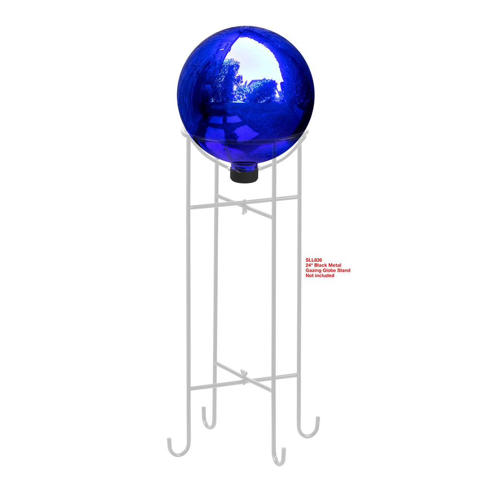 Alpine Corporation globe glowing under garden lighting to create evening ambiance