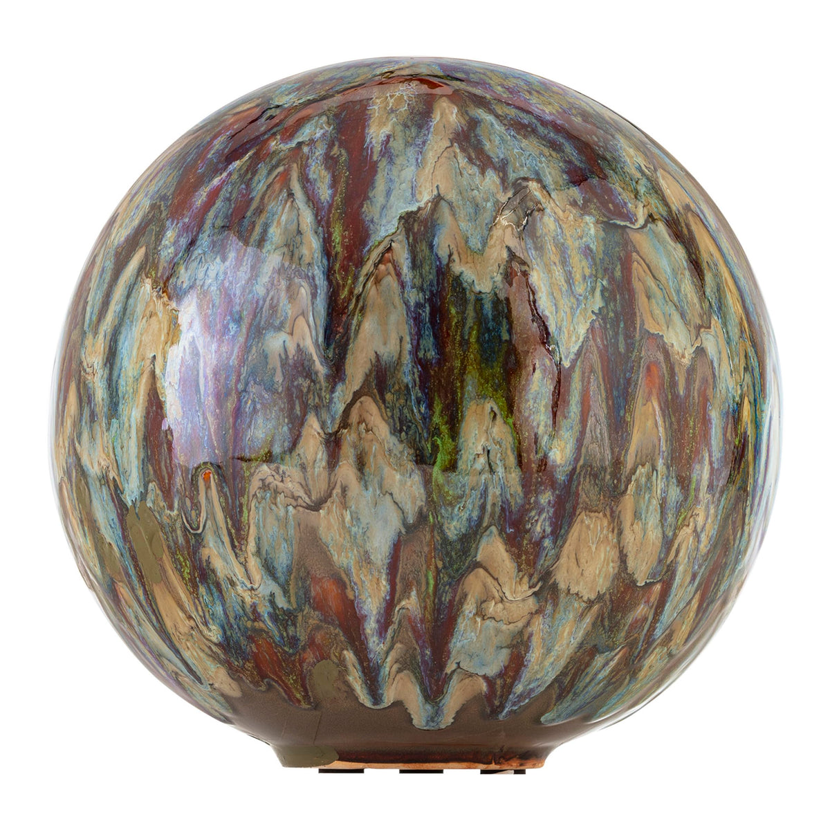 Alpine Corporation front view of glazed gazing globe enhancing garden focal point