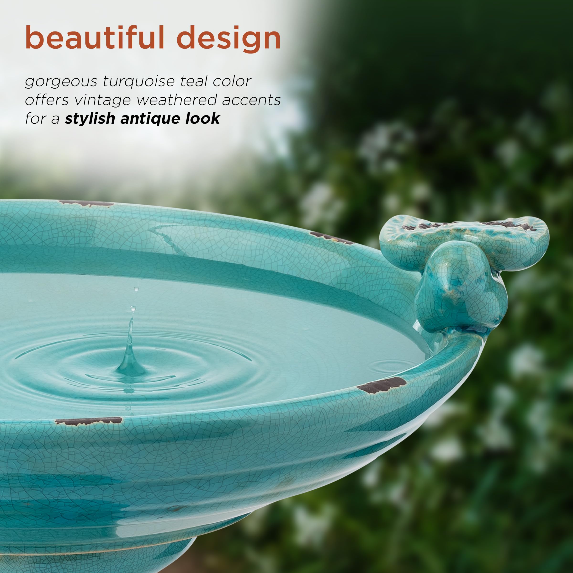Alpine Corporation birdbath staged in garden inviting wildlife visits