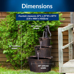 Alpine Corporation fountain placed on patio demonstrating easy outdoor placement benefit