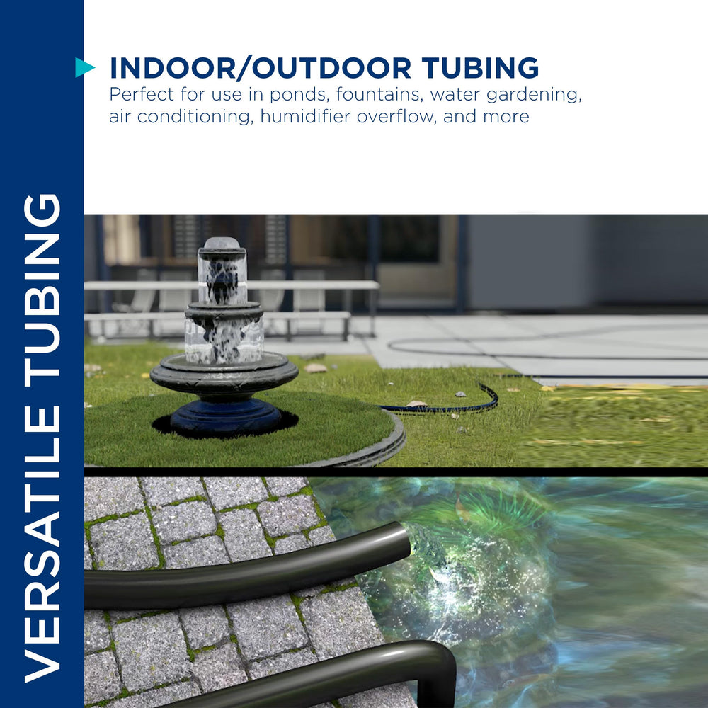 Alpine Corporation tubing connected to pond pump showing secure flow benefit