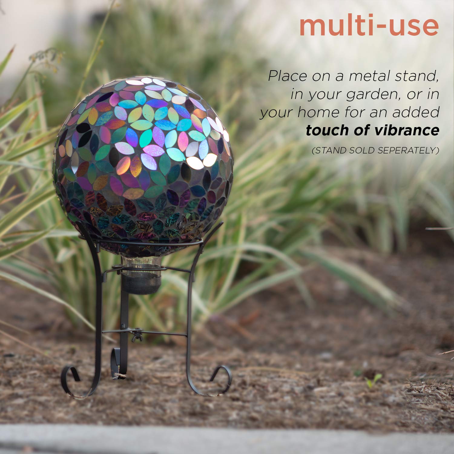 Alpine Corporation globe casting reflected light patterns on stone for decorative interest