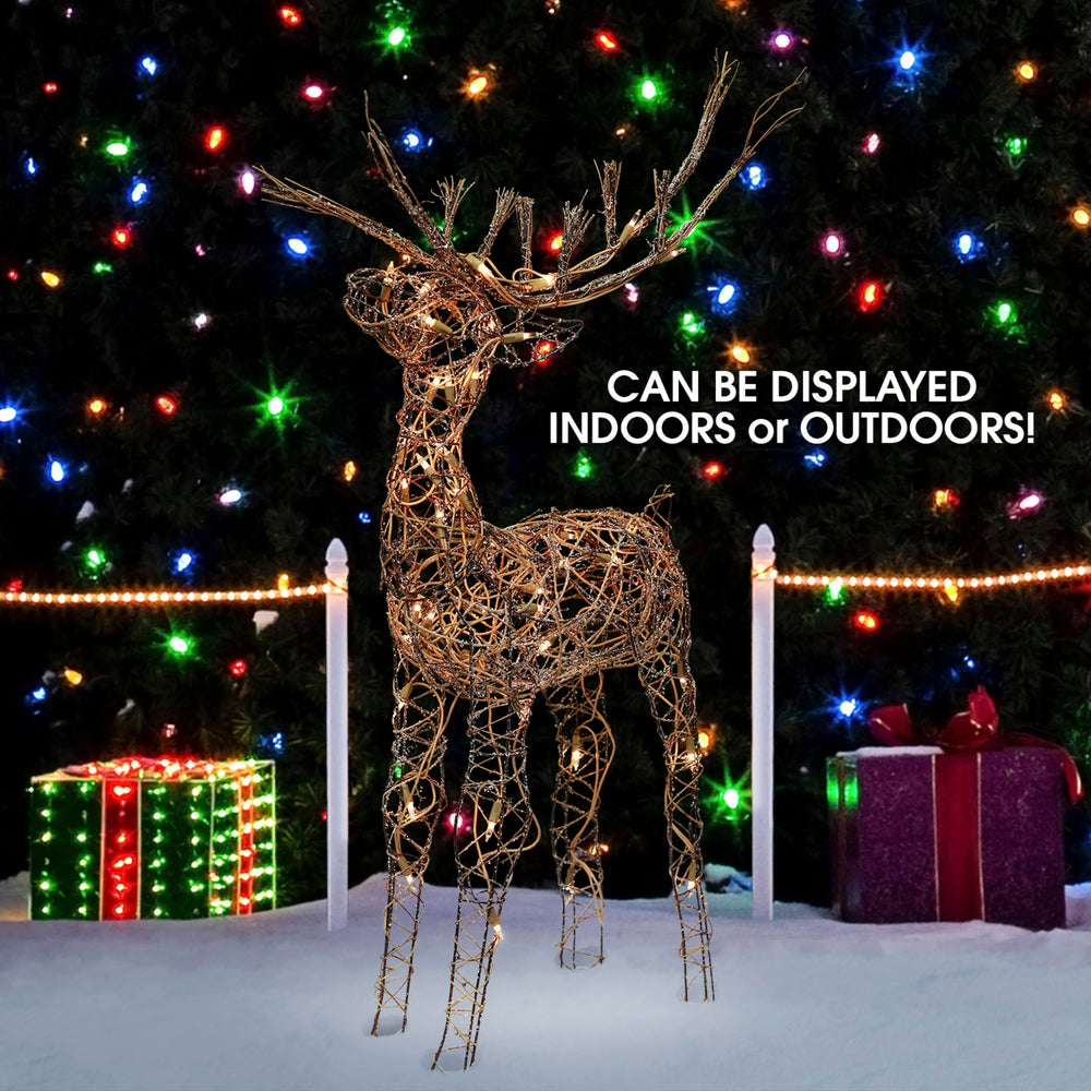 Alpine Corporation reindeer LED close-up showing bright, energy-efficient lights