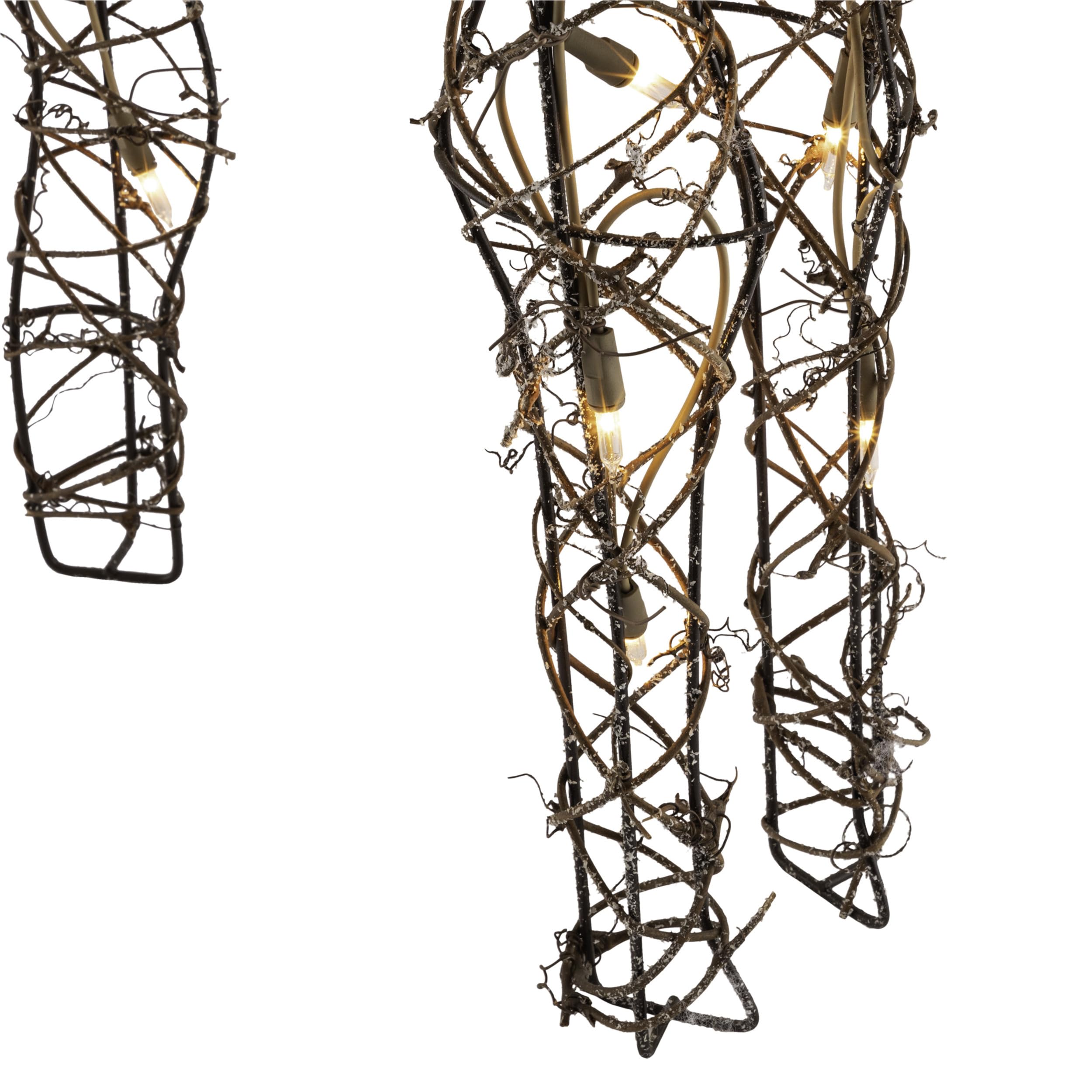 Alpine Corporation reindeer beside porch railing illustrating compact 35-inch scale