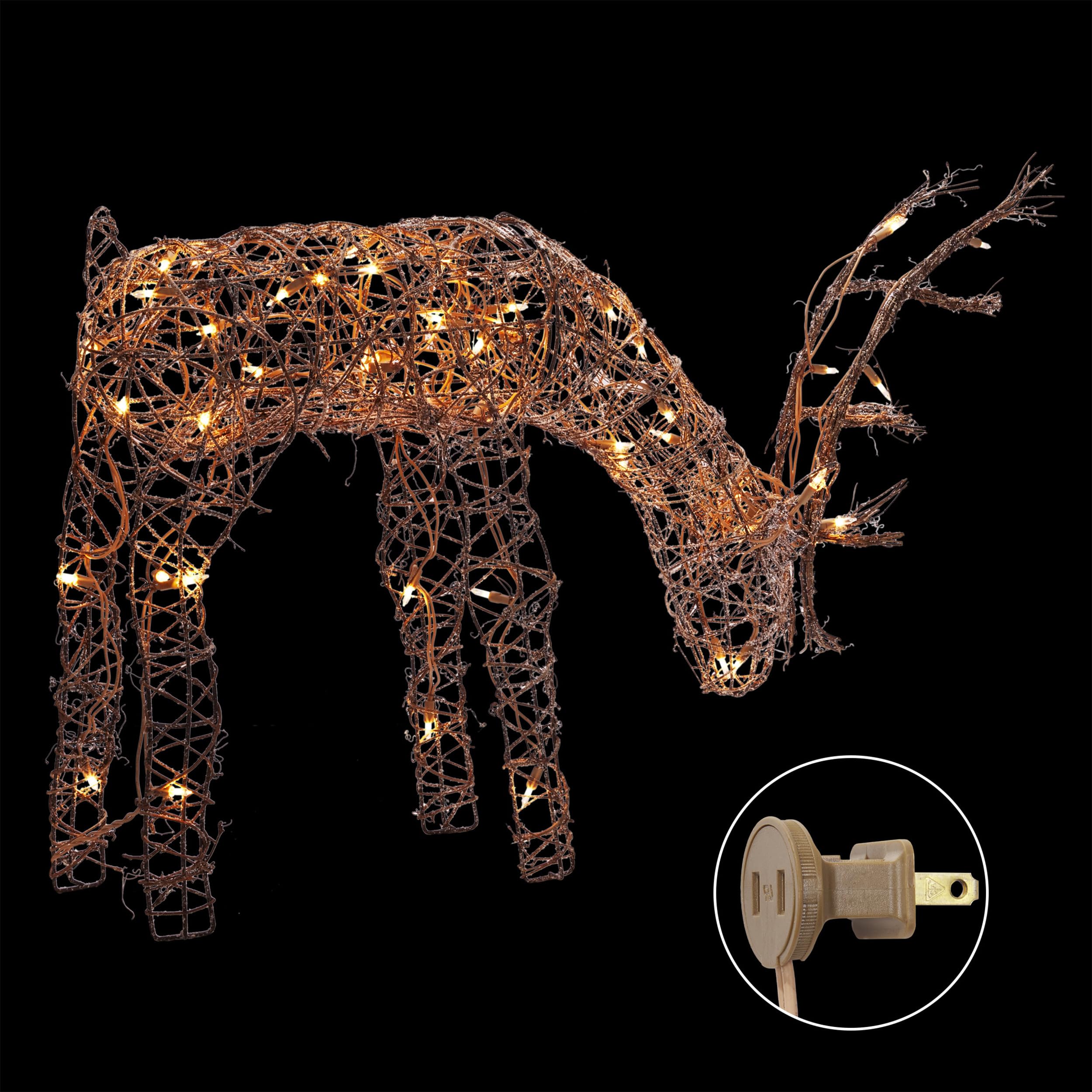 Alpine Corporation reindeer staked into lawn demonstrating stable outdoor installation benefit