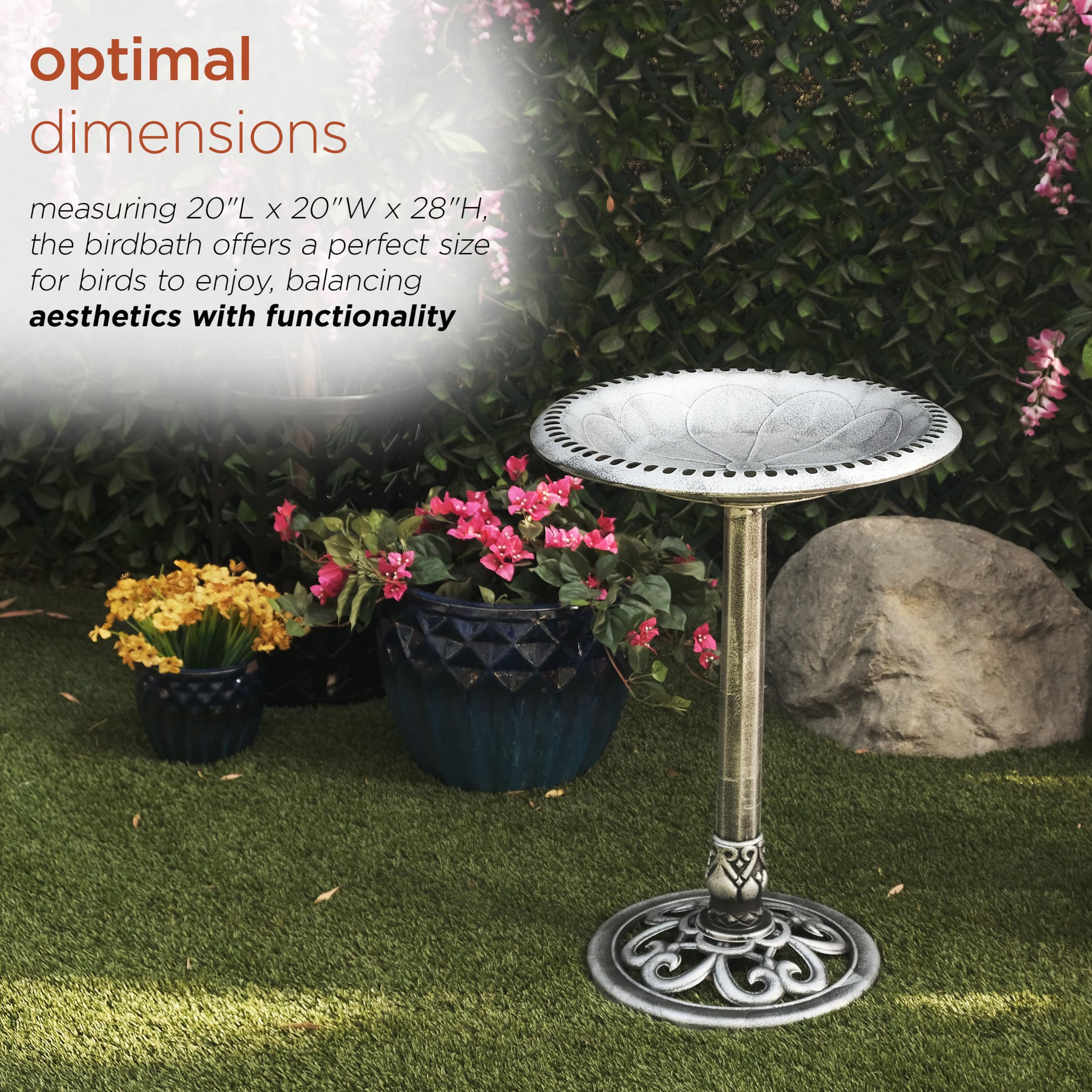 Alpine Corporation detailed close-up of scrollwork base highlighting decorative design