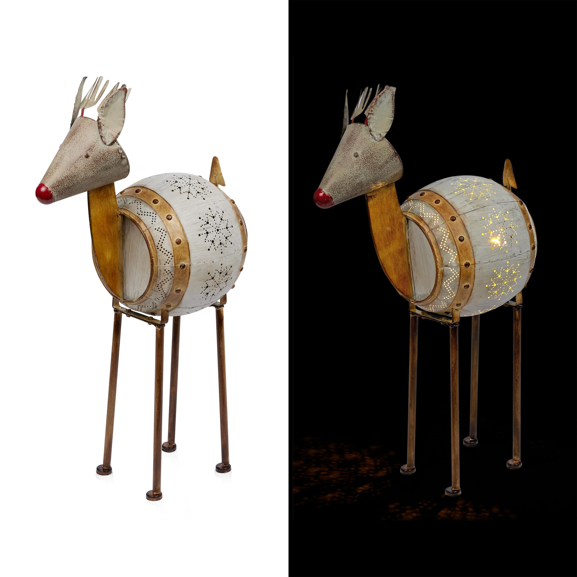 Alpine Corporation side profile reindeer in snow showing weather resistance