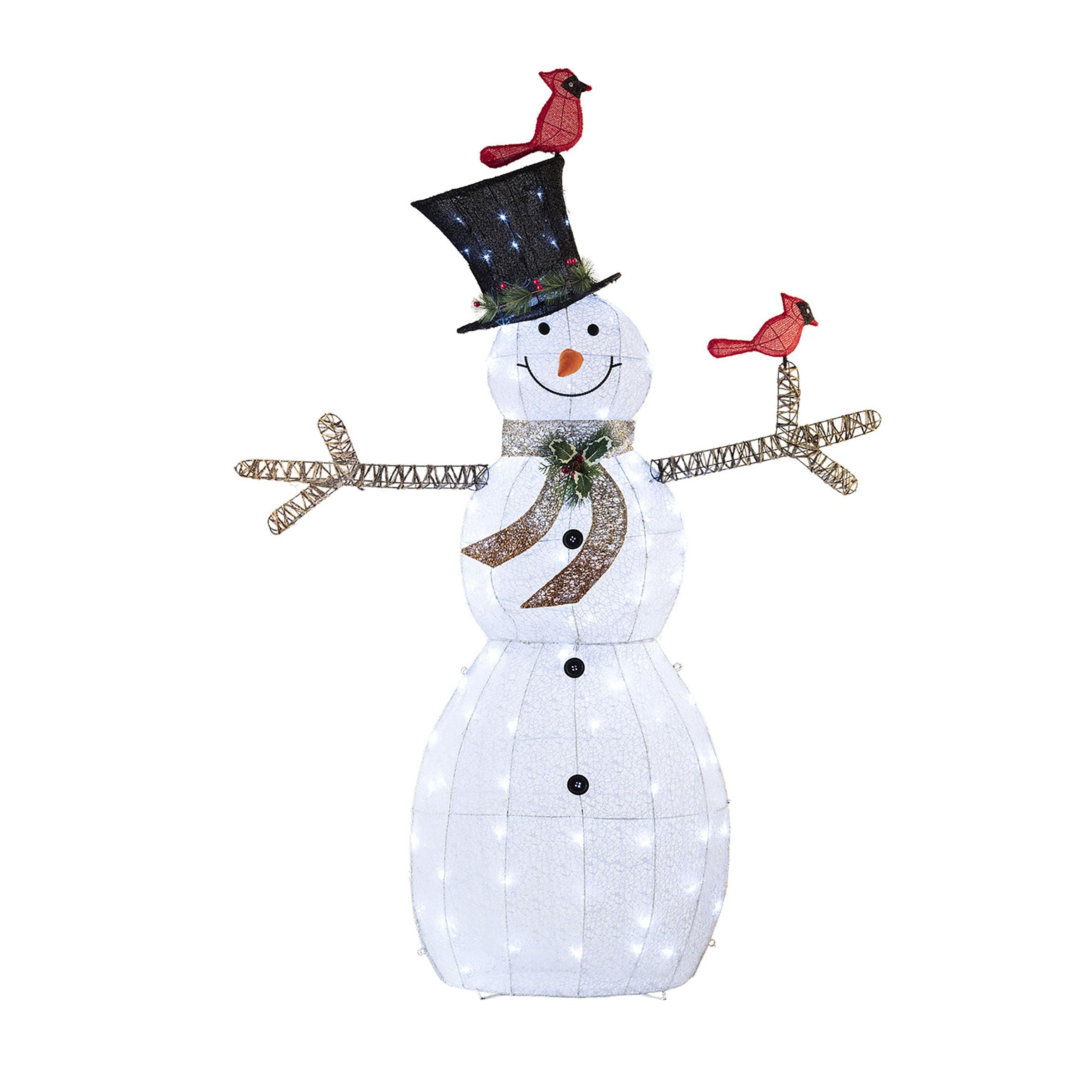 Alpine Corporation front view of 74-inch mesh snowman showing full height and shape