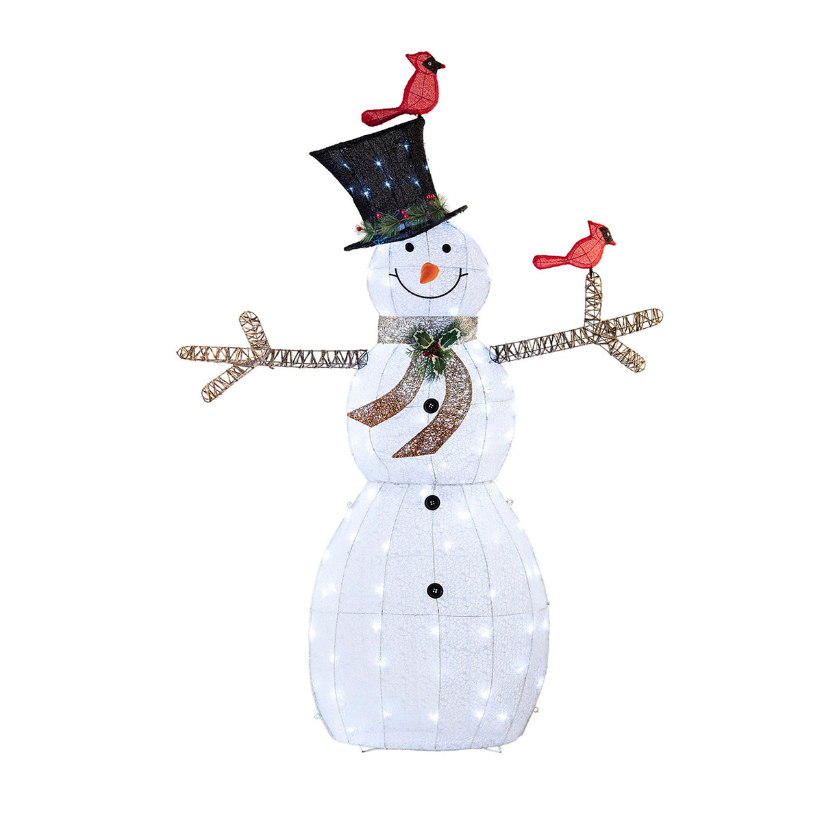 Alpine Corporation front view of 74-inch mesh snowman showing full height and shape