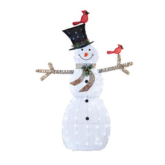 Alpine Corporation front view of 74-inch mesh snowman showing full height and shape