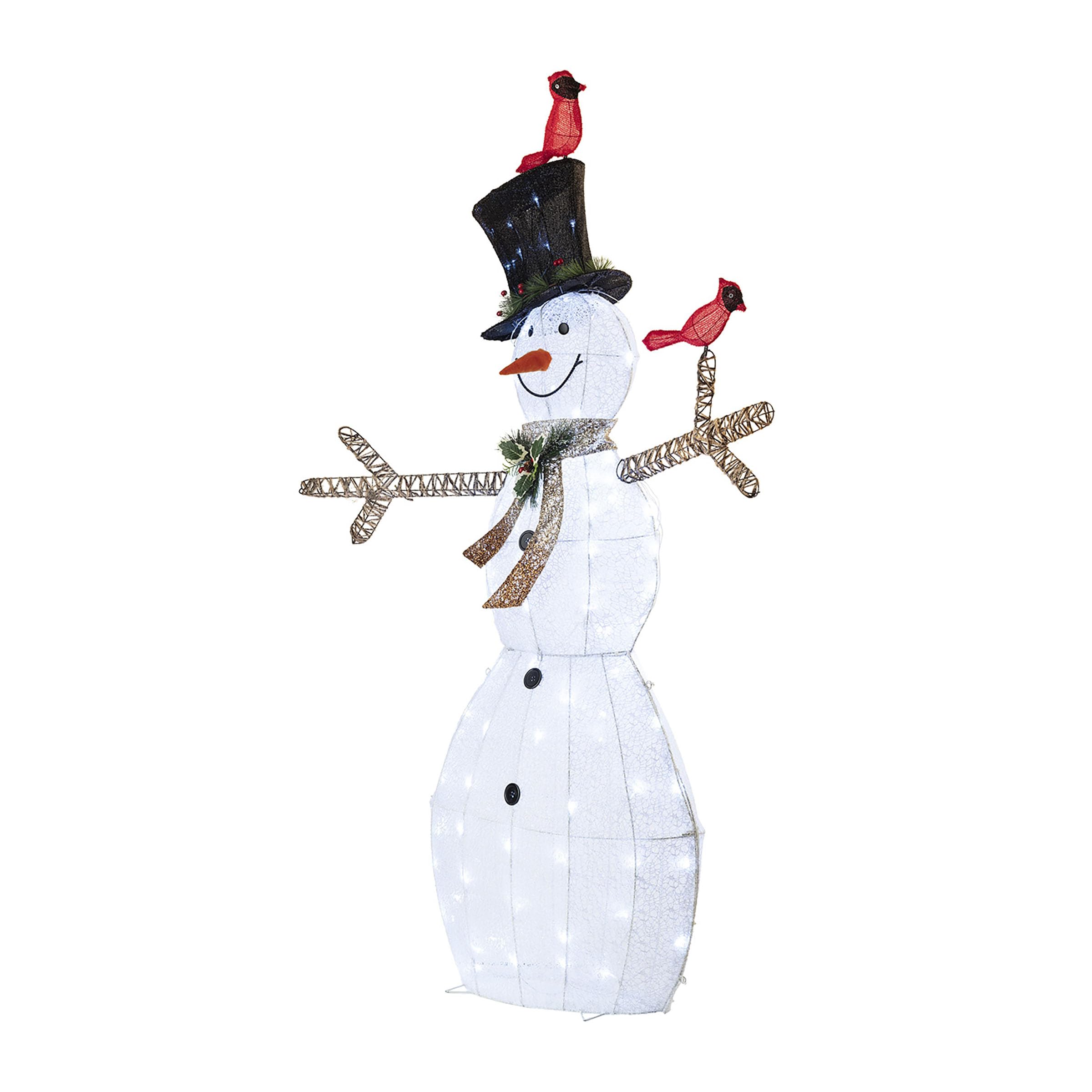 Alpine Corporation illuminated snowman at night enhancing curbside holiday appeal
