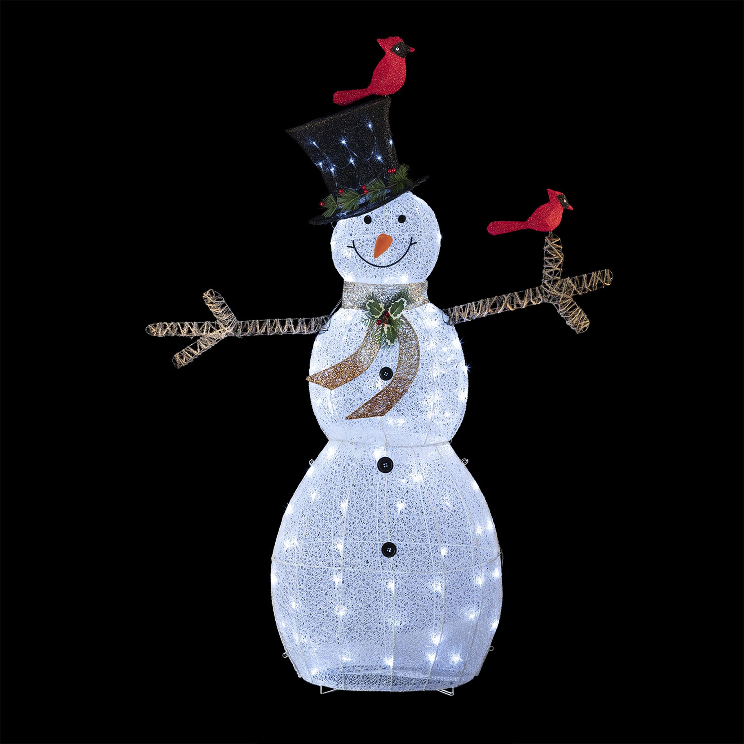 Alpine Corporation snowman next to person for scale and easy placement guidance