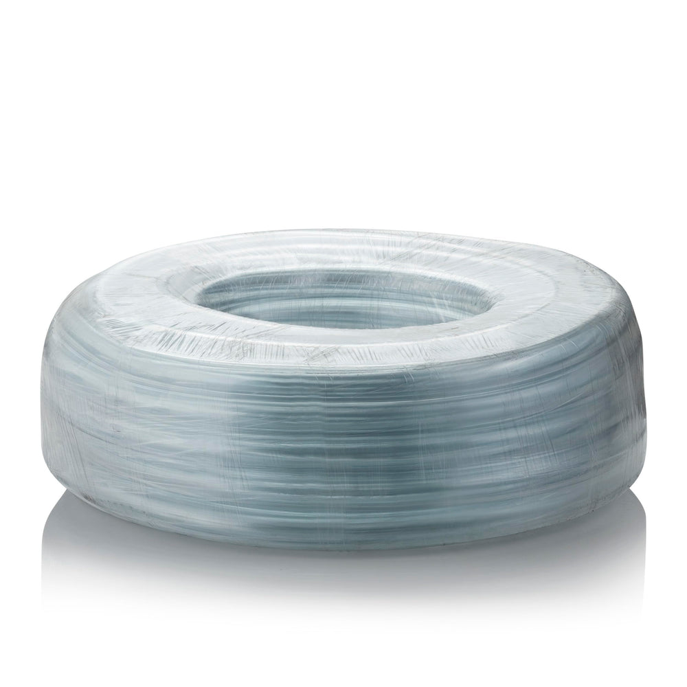Alpine Corporation tubing next to ruler showing 100 ft coil length for long runs
