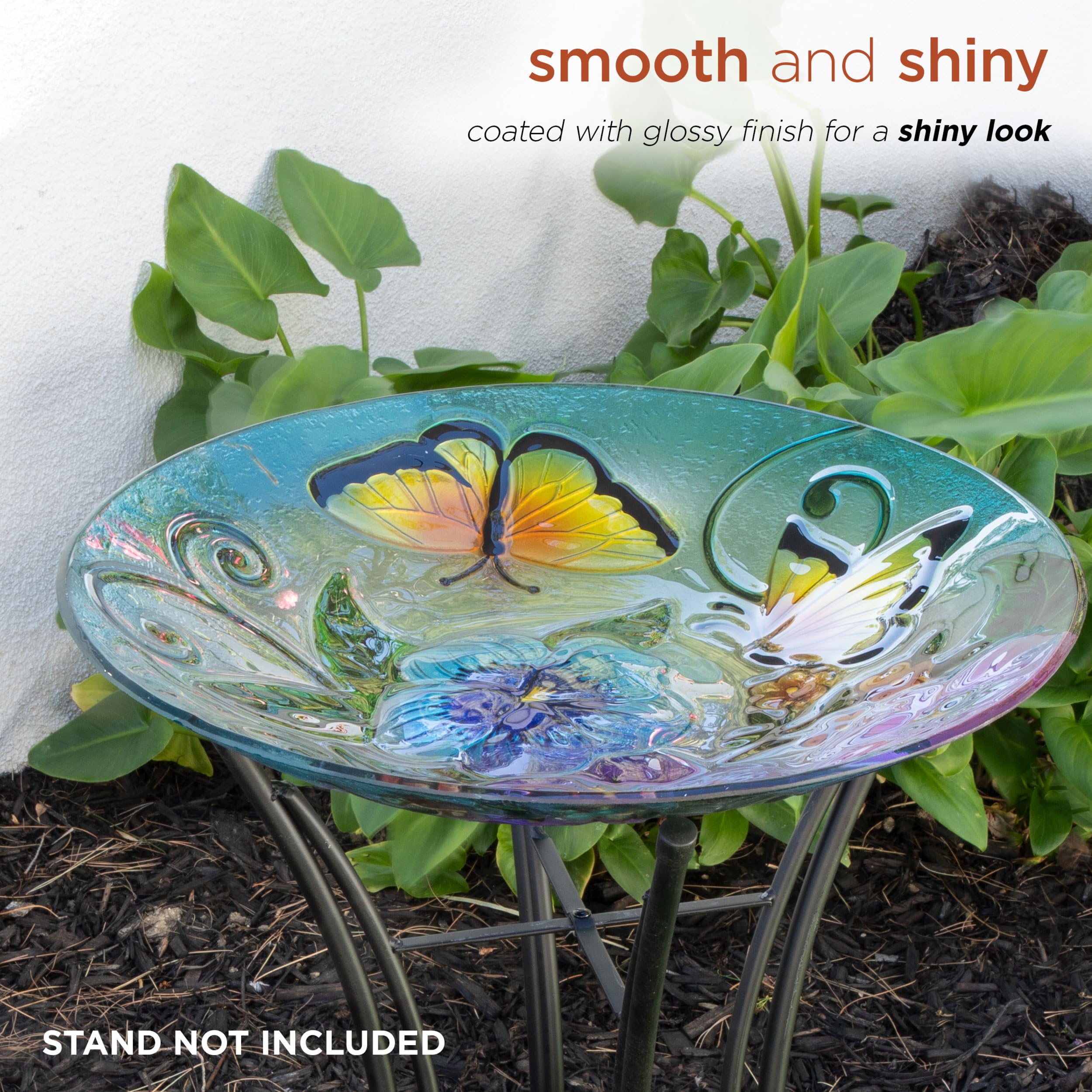 Alpine Corporation shiny glass finish reflecting light to maintain bright, weather-resistant artwork