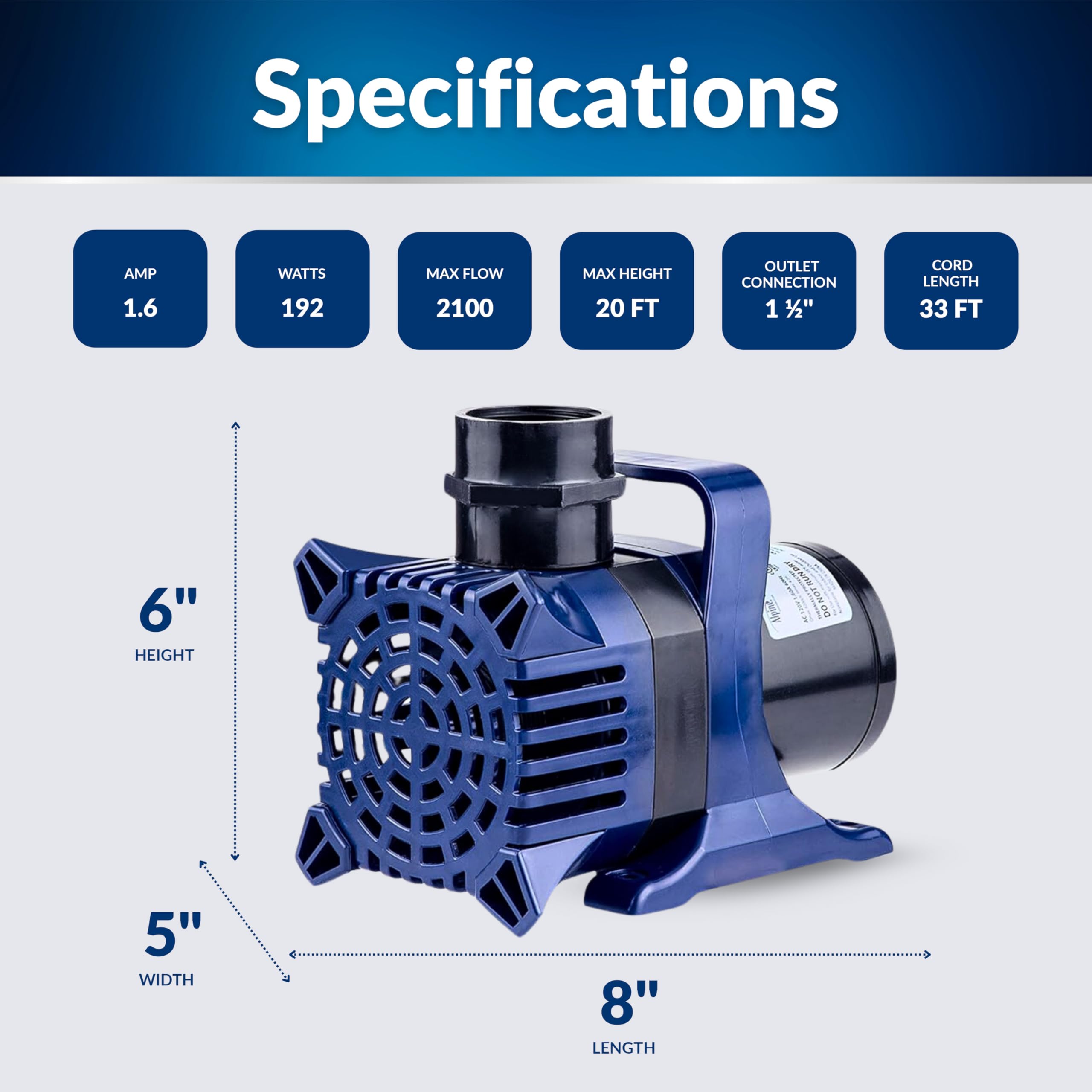 Alpine Corporation Cyclone pump side profile highlighting durable epoxy-protected body