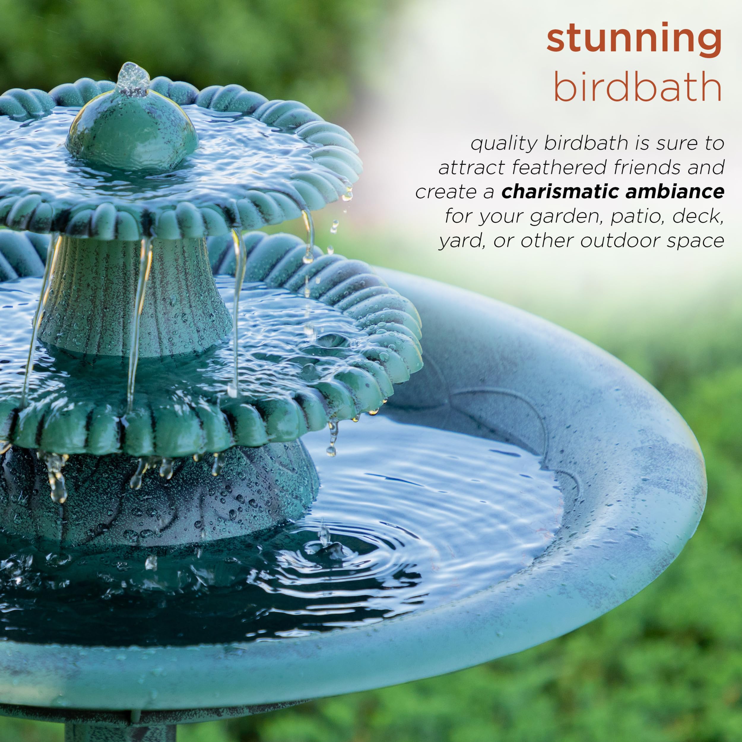 Alpine Corporation close-up of tiers highlighting flowing water and craftsmanship for peaceful sound