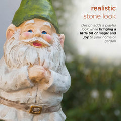 Alpine Corporation gnome beside ruler showing 12-inch scale for size clarity