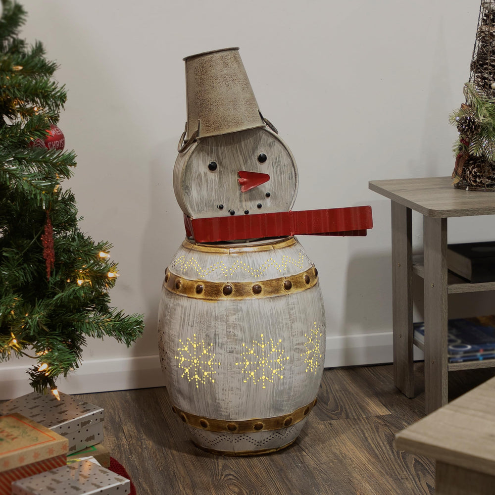 Alpine Corporation snowman staged on a porch adding instant holiday curb appeal