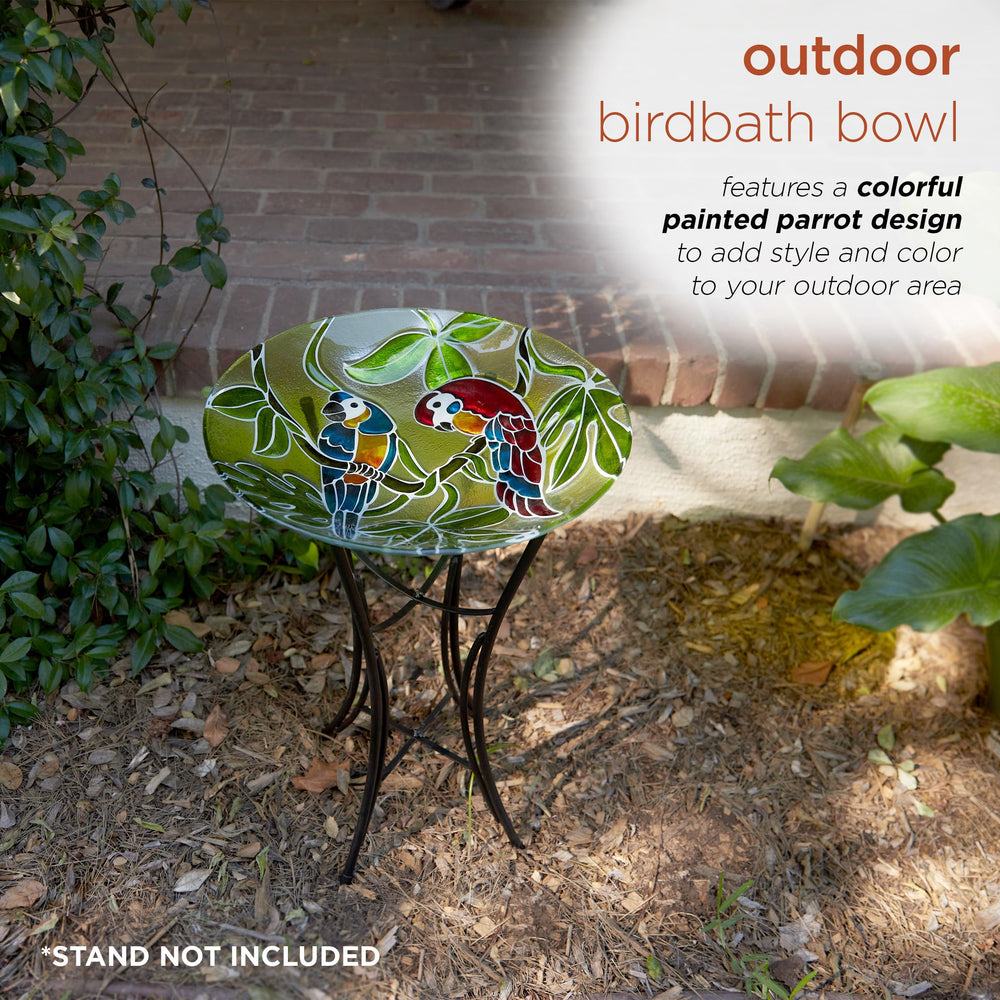 Alpine Corporation birdbath held by hand to show scale and easy placement benefit
