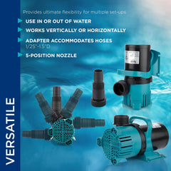 Alpine Corporation PEG3000 submerged in pond demonstrating steady circulation benefit
