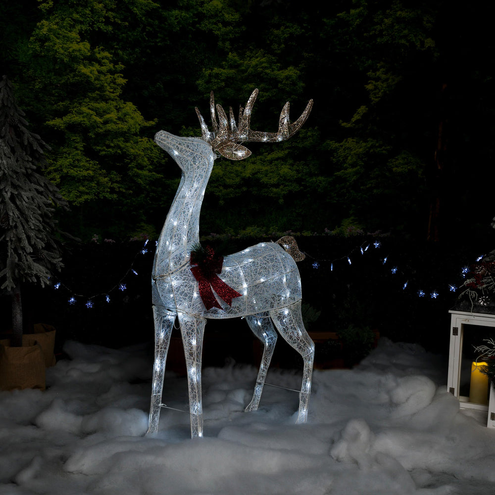 Alpine Corporation front view of reindeer showing festive glow and tall presence