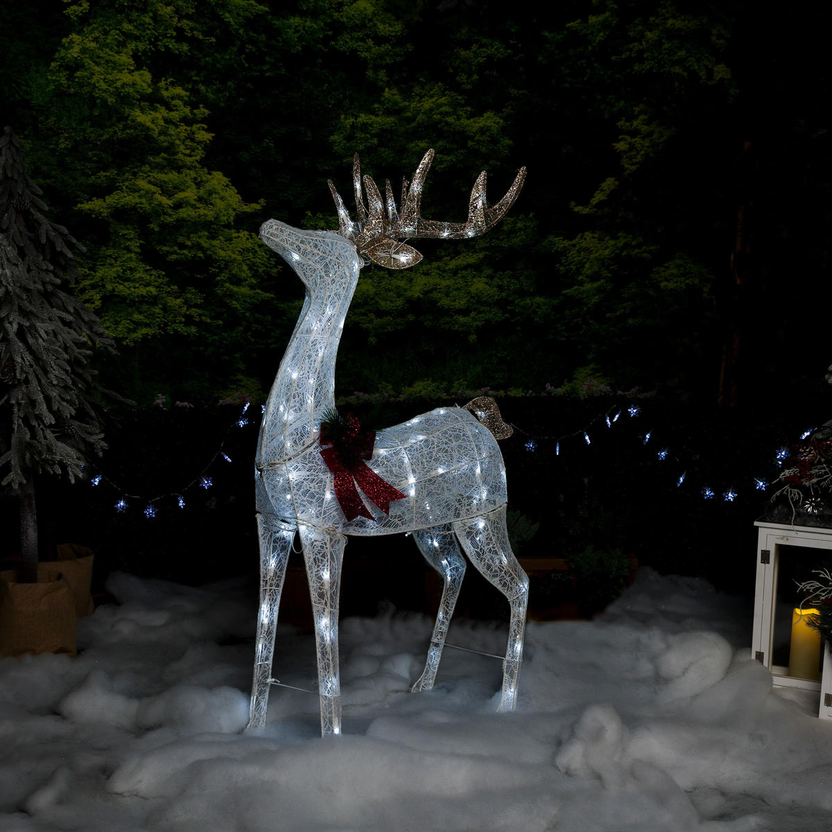 Alpine Corporation front view of reindeer showing festive glow and tall presence