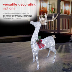 Alpine Corporation reindeer lit at dusk creating warm cool-white ambiance