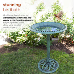 Alpine Corporation side profile showing 28-inch height for easy garden placement