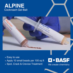 Close-up of Alpine tube label showing dinotefuran active ingredient for targeted control