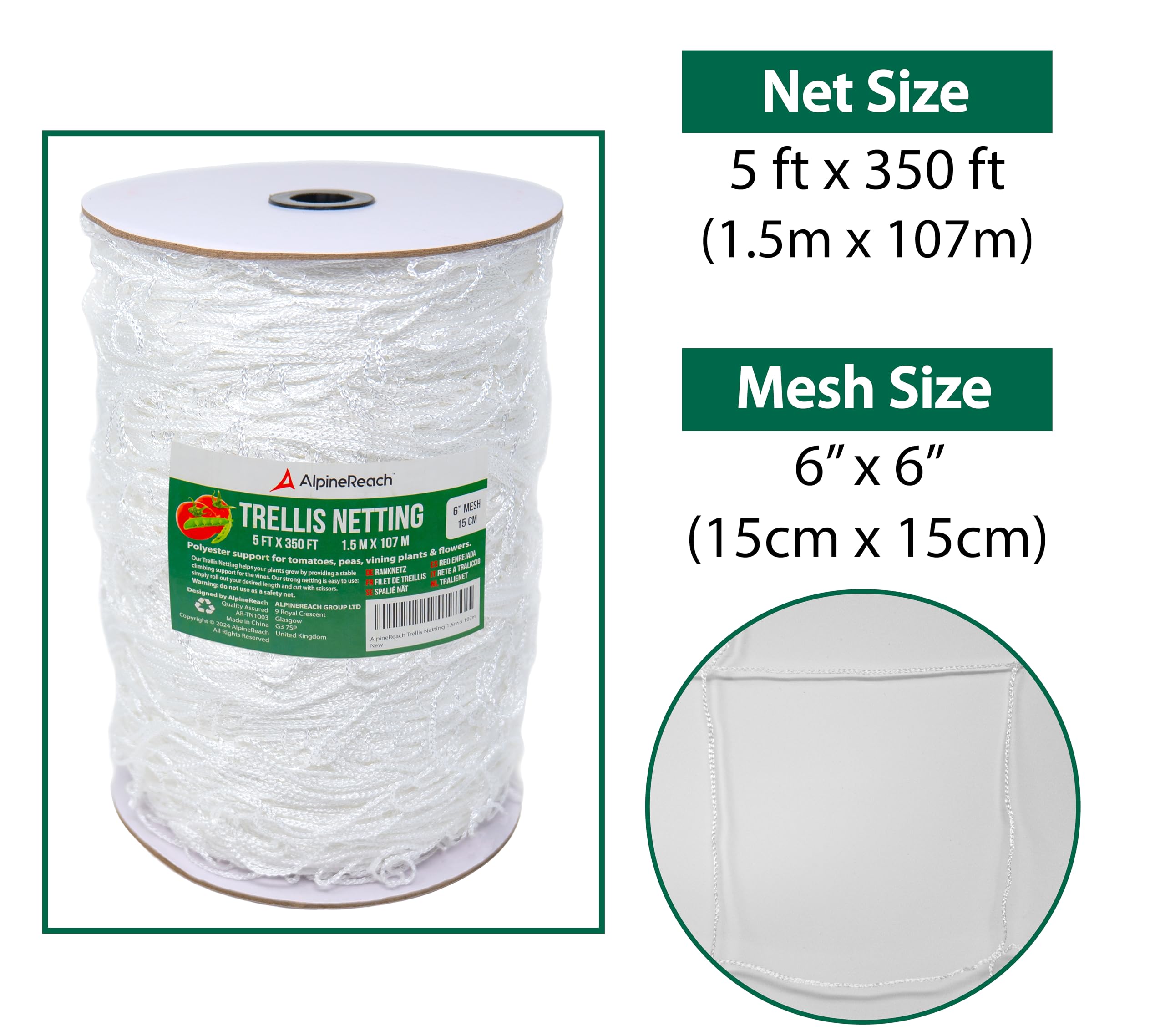 AlpineReach close-up of 6-inch mesh detail showing sturdy polyester twine for durable support