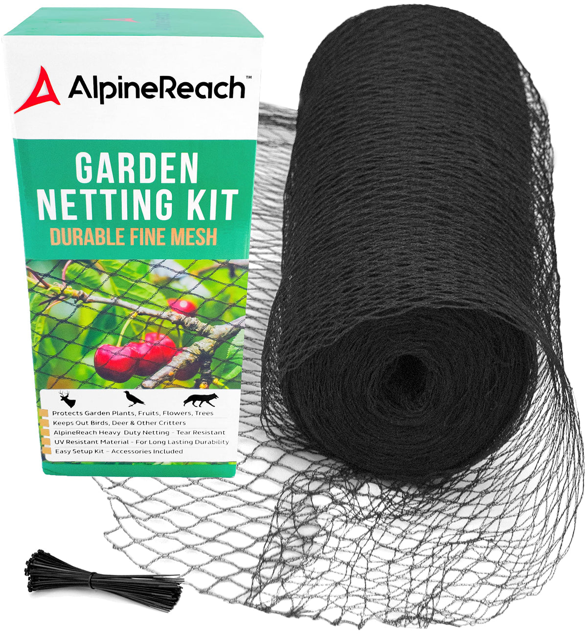 AlpineReach front view of netting roll showing compact packaging and length benefit