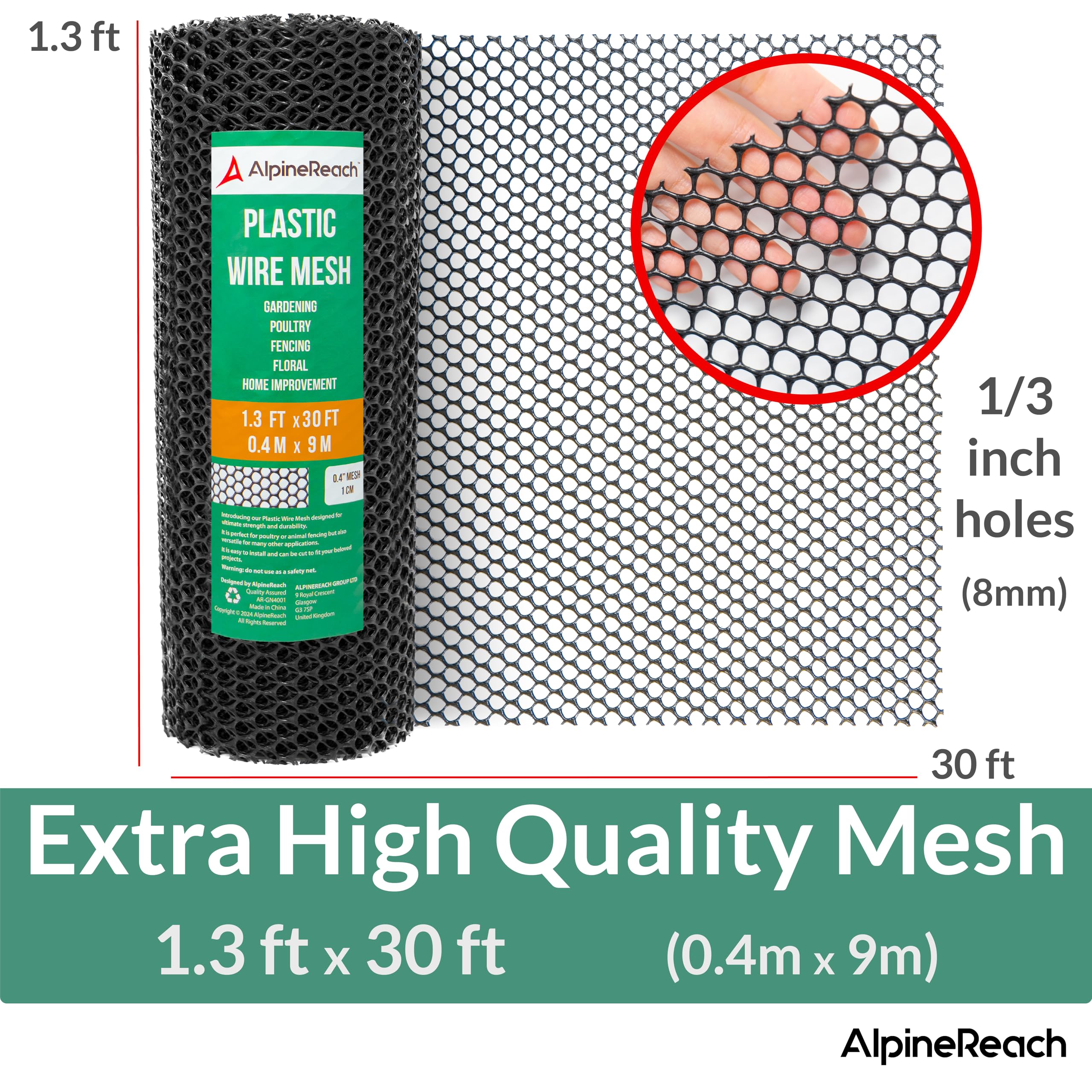 AlpineReach lifestyle backyard setting displaying neat black mesh blending with garden