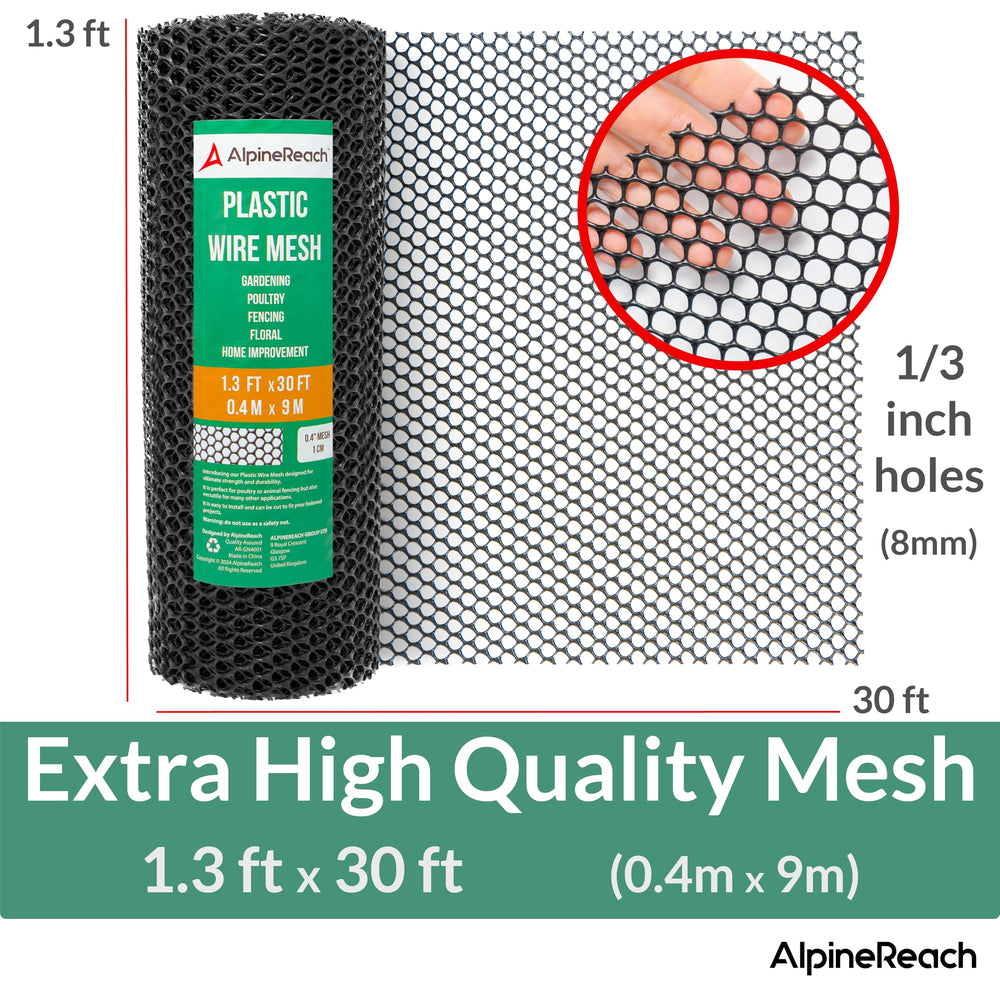 AlpineReach lifestyle backyard setting displaying neat black mesh blending with garden
