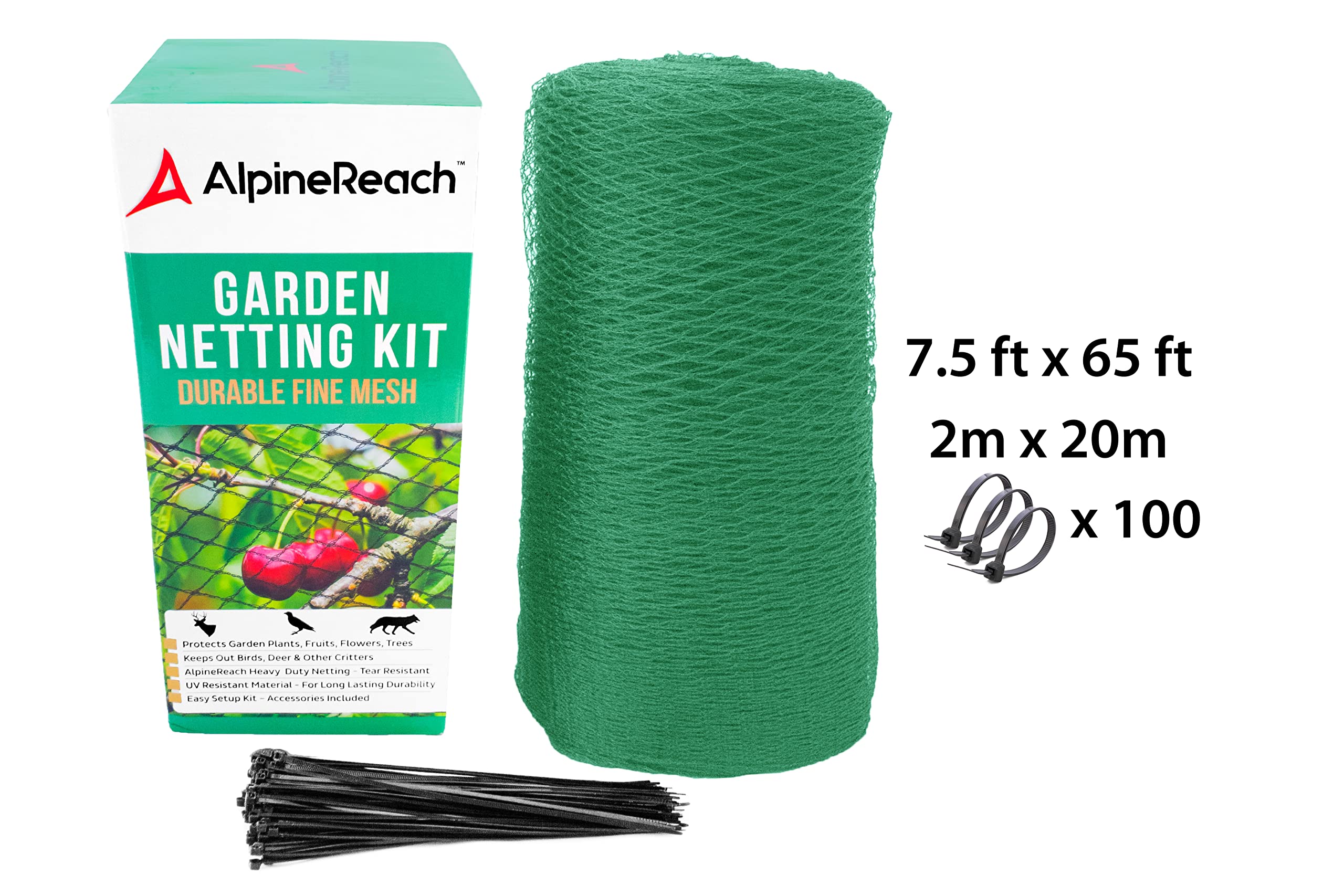 AlpineReach roll beside a rake showing 7.5 x 65 ft scale