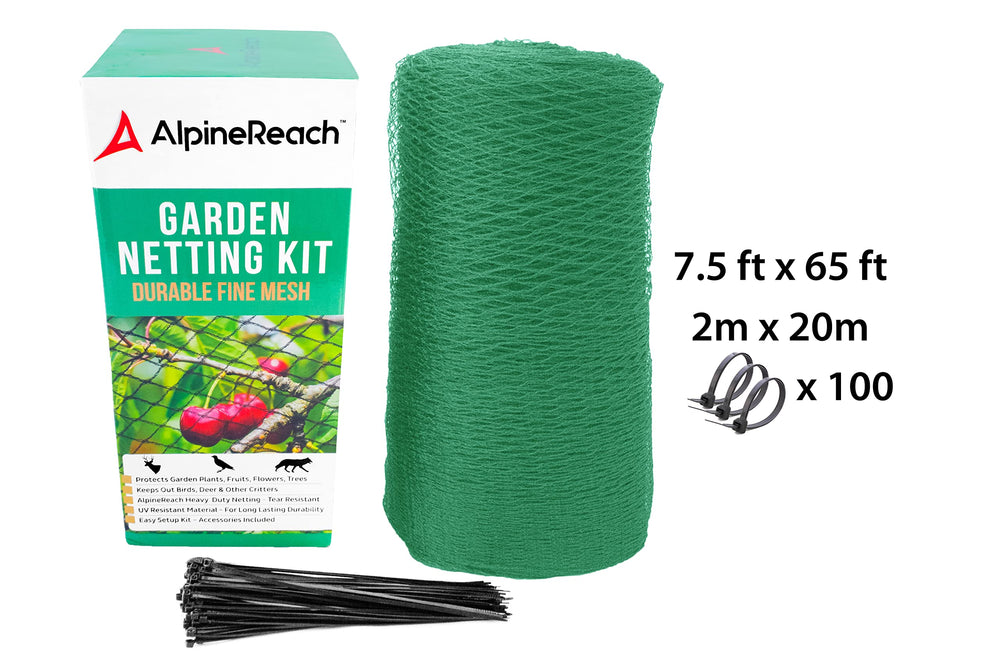 AlpineReach roll beside a rake showing 7.5 x 65 ft scale
