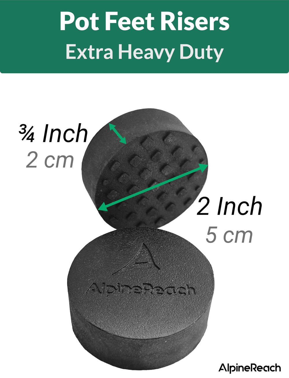 AlpineReach risers next to ruler for scale shows compact heavy-duty sizing
