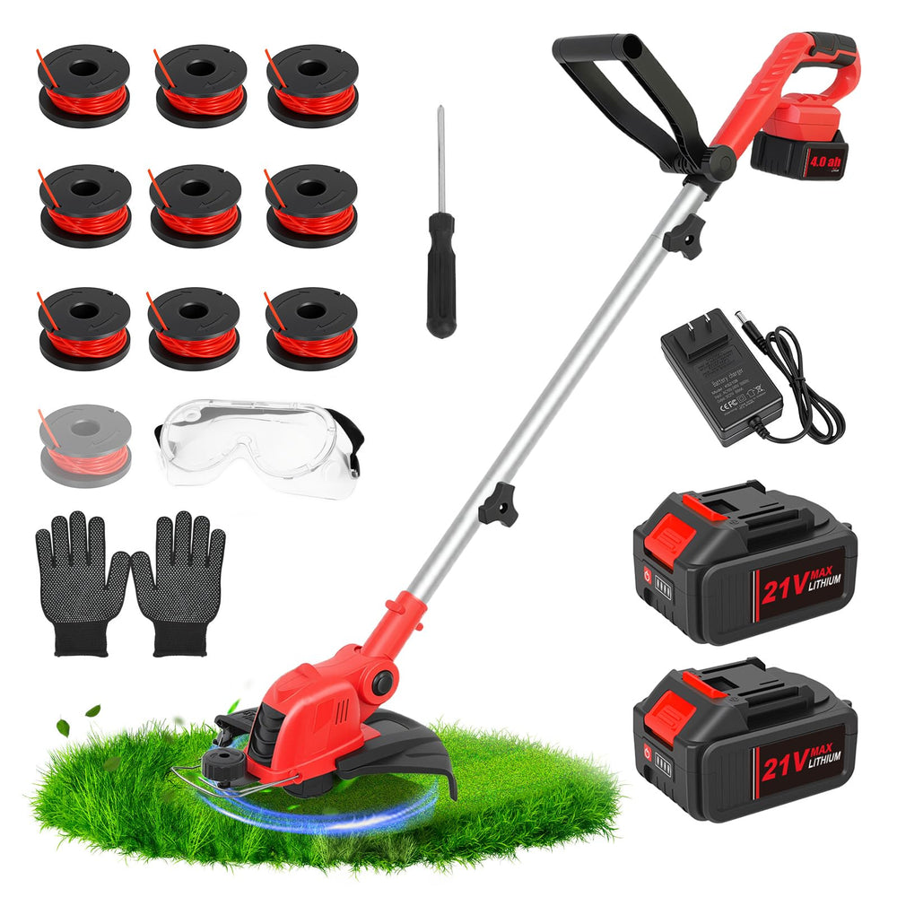 ALSO GO front view of 21V trimmer showing overall compact design and portability