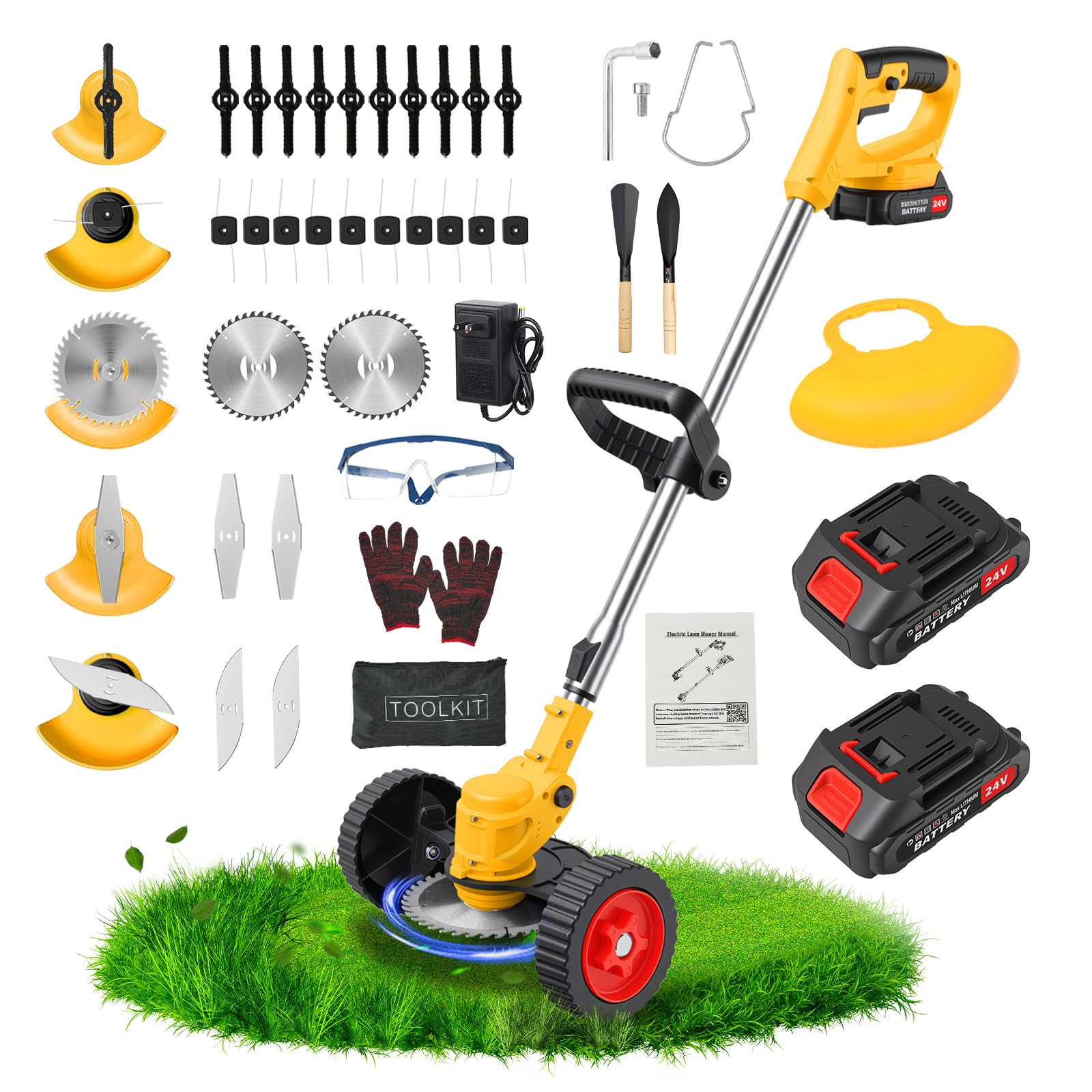 ALSO GO front view showing full unit and included blades for versatile trimming