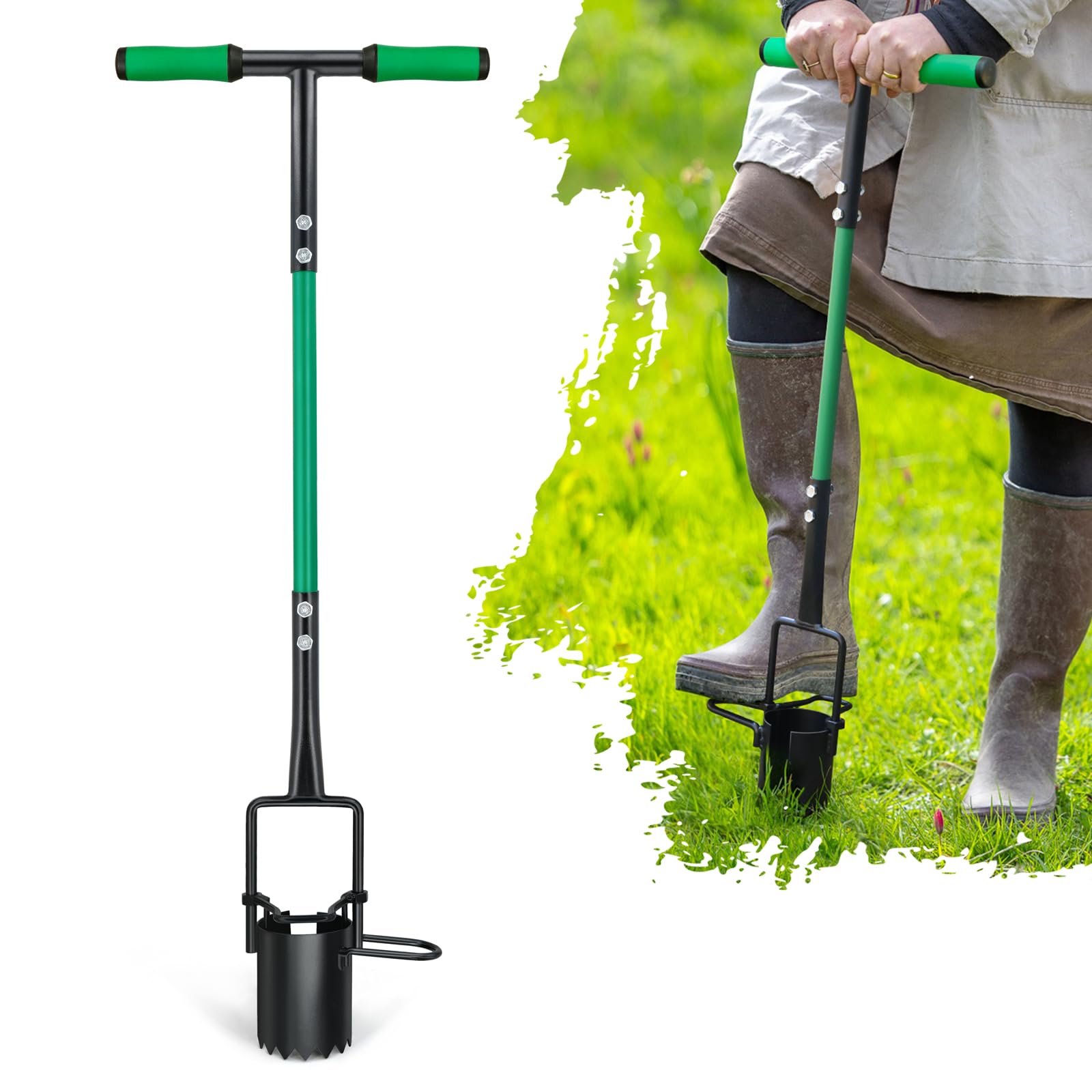 Altdorff front view of long-handle bulb planter demonstrating upright use benefit