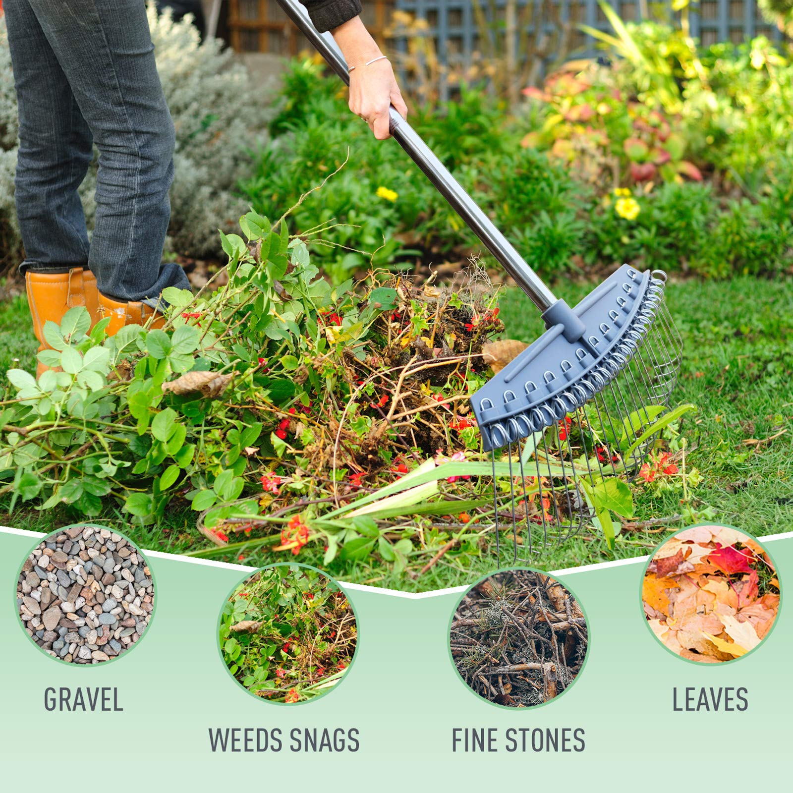 Altdorff handheld rake accessory reaching tight garden corners benefit