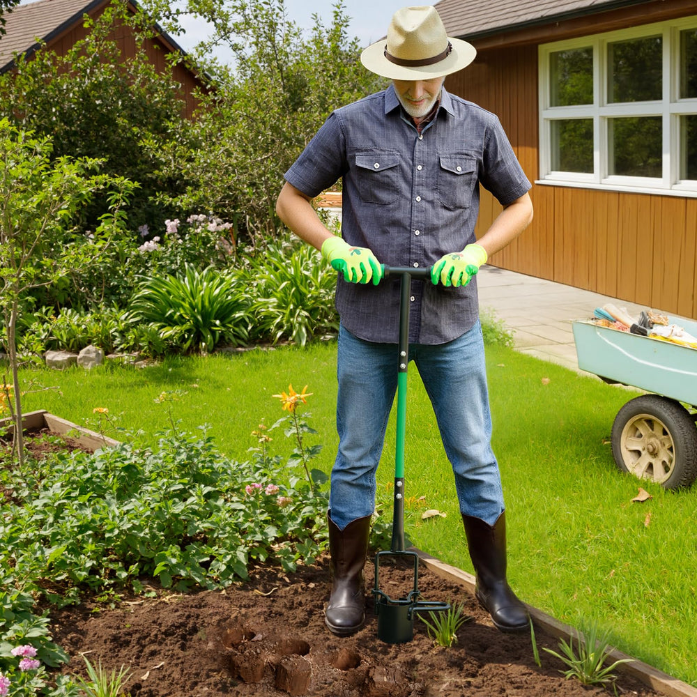 Altdorff in-use digging a bulb hole quickly while standing to save back