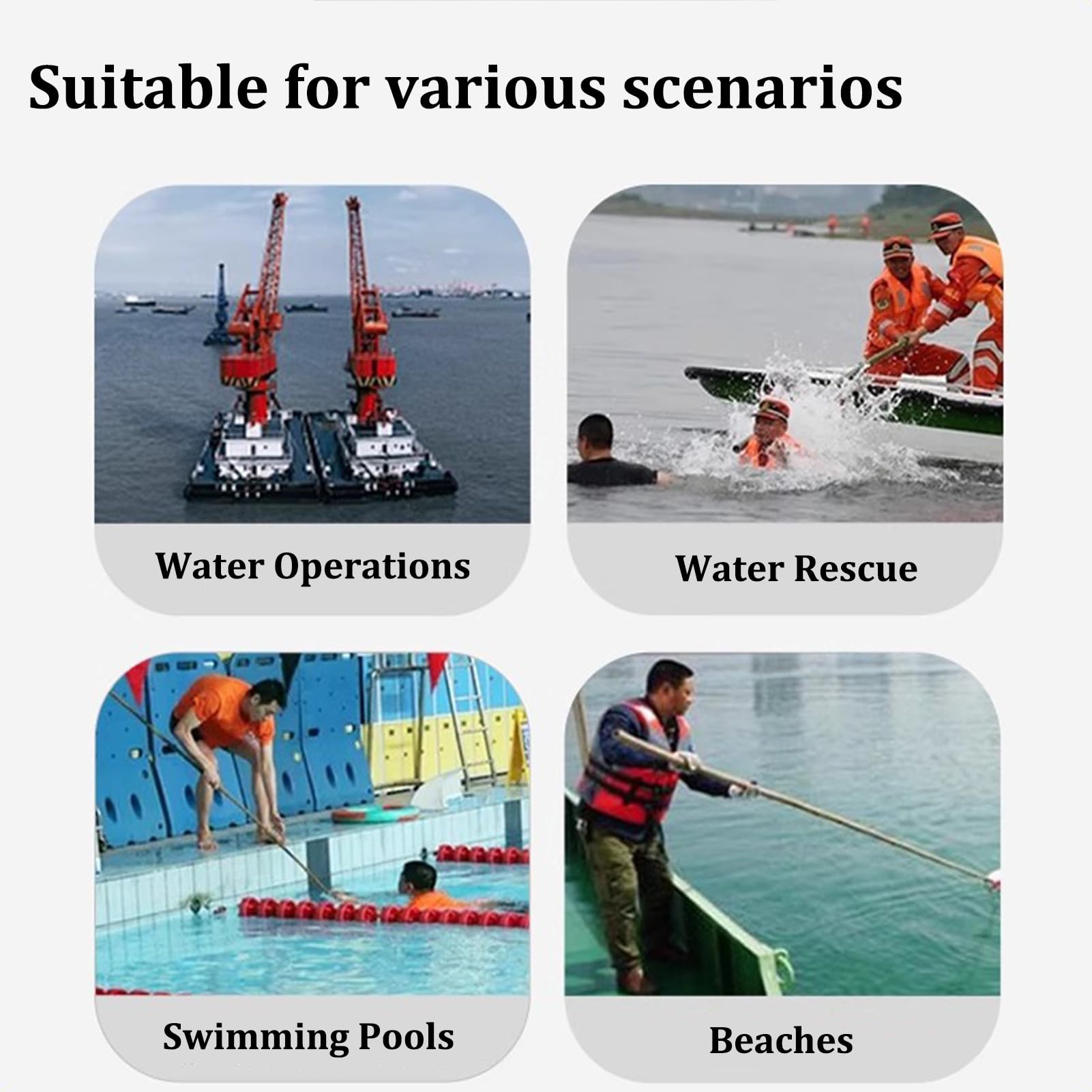Altovexis extended rescue hook in pool demonstrating safer shoreline assistance