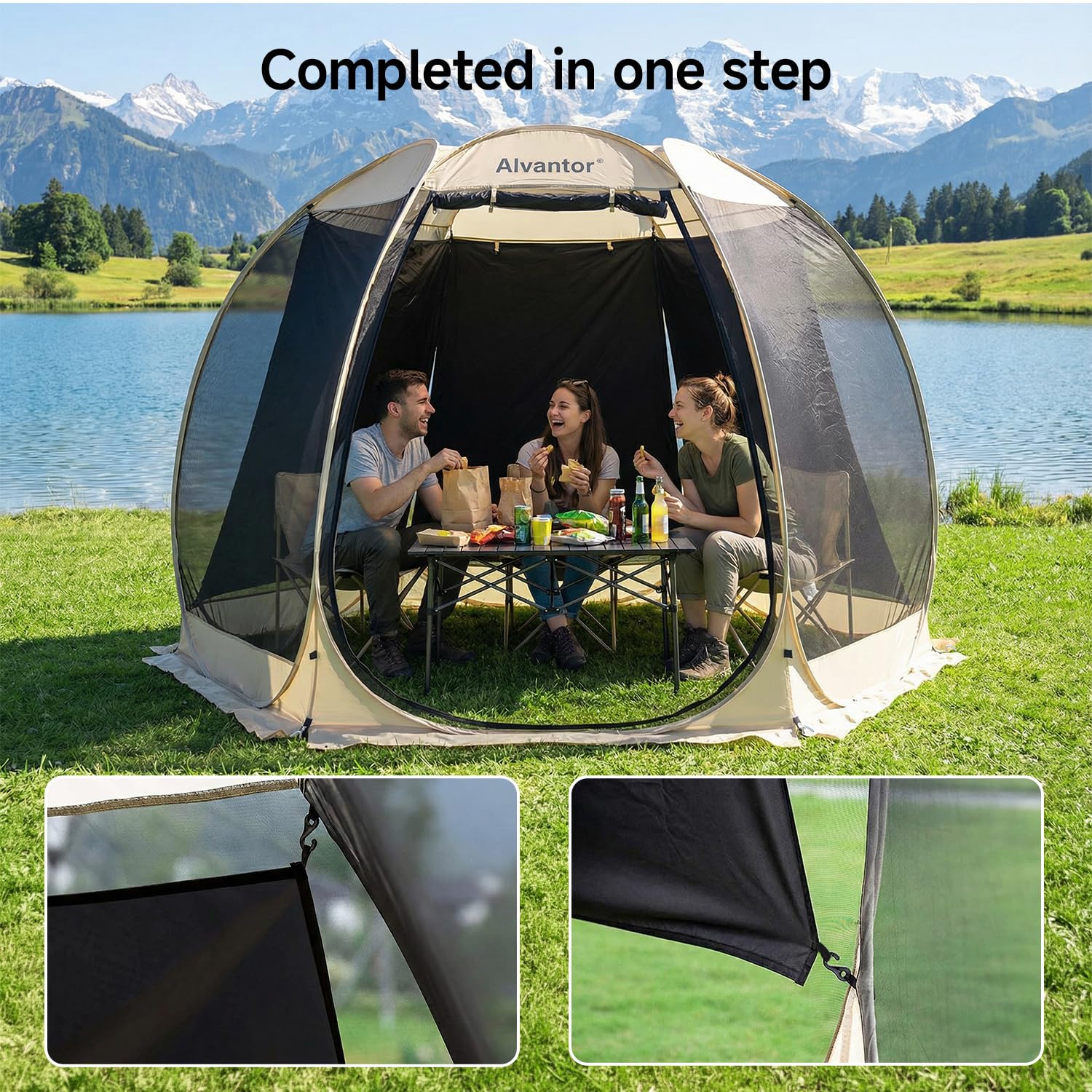 Alvantor interior shot showing comfortable, shaded tent space