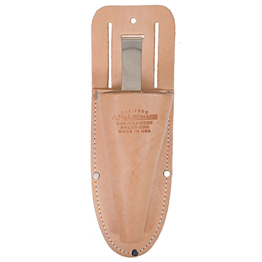 A.M. Leonard dual sheath front view showing dual pockets and belt loop for easy access