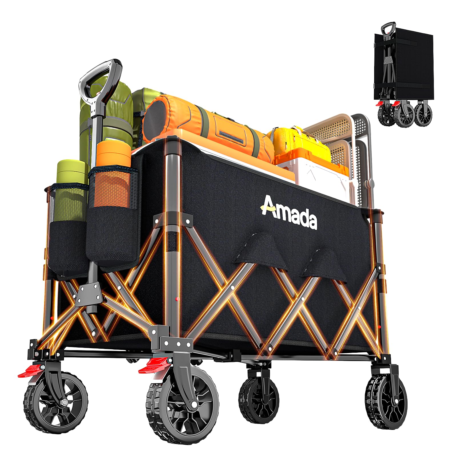 AMADA HOMEFURNISHING front view of wagon showing roomy interior benefit