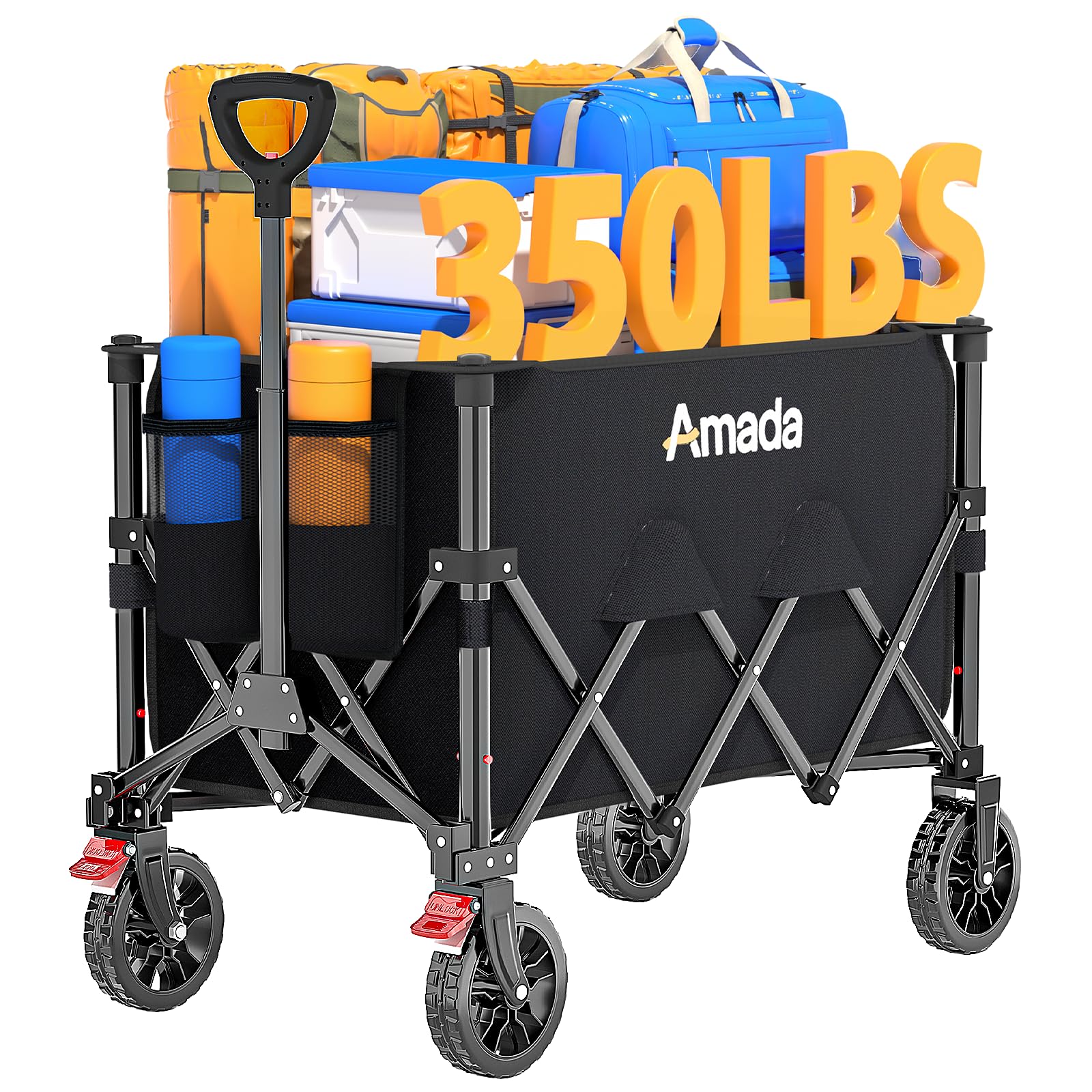 AMADA HOMEFURNISHING wagon at beach picnic showing convenient transport benefit