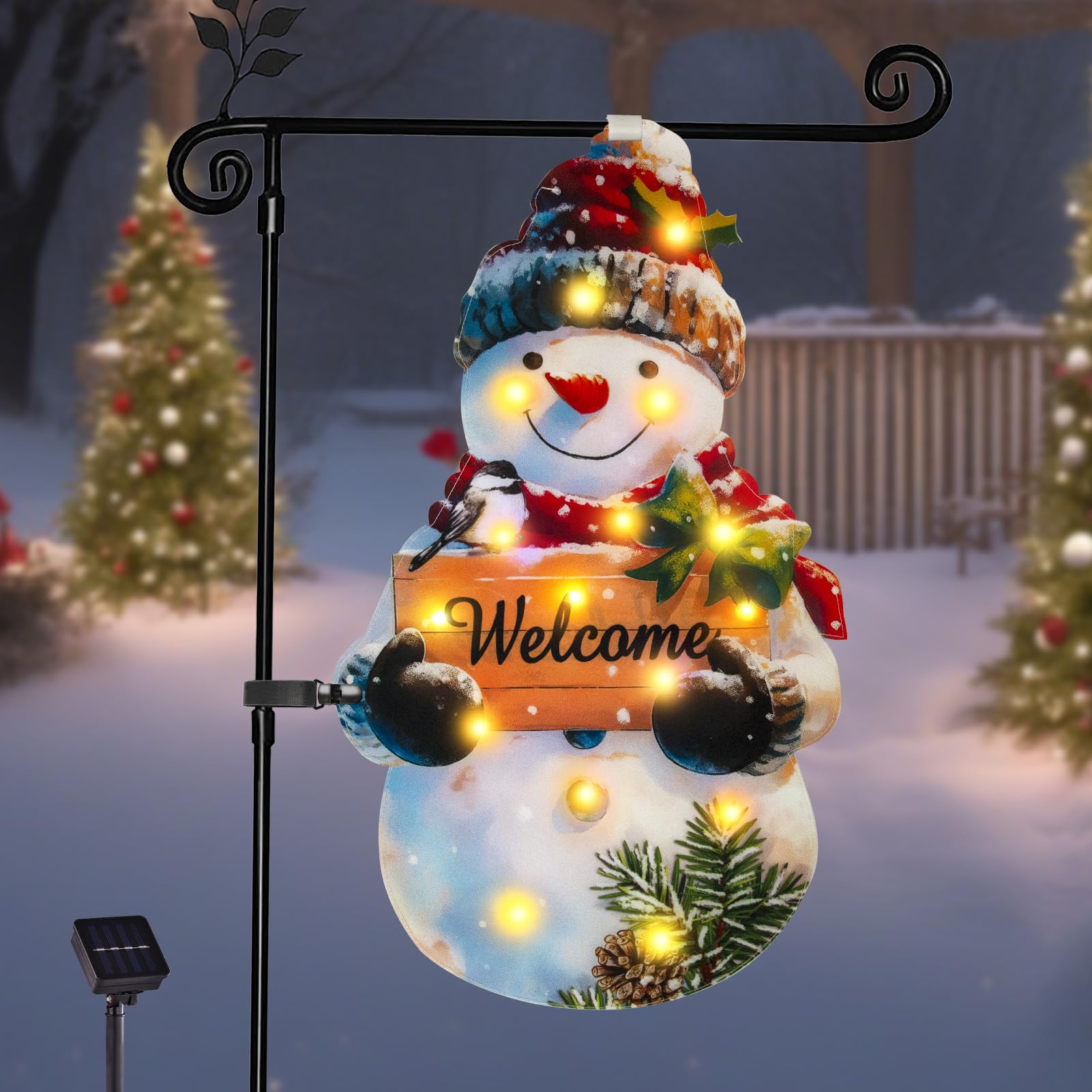 amadecohome front view of double-sided holiday flag showing festive design and curb appeal