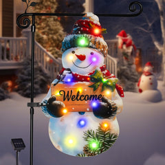 amadecohome front view flag showing festive snowman and multicolor design for curb appeal